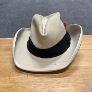 100% WOOL Master Hatters  BEE HAT beige MADE USA Conventional. Size 7 1/4